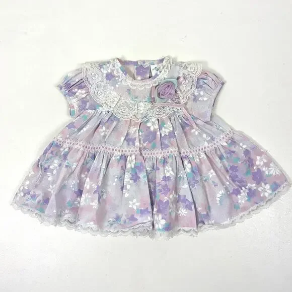 Vintage Cradle Togs Dress Baby Girls Size 12m Purple Floral - Picture 1 of 4